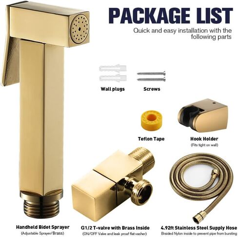 Square Bidet Sprayer, Handheld Bidet Sprayer for Toilet, Portable Cloth Diaper Sprayer Set with Shower Hose and Angle Valve, for Personal Hygiene,Black in Saudi Arabia