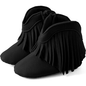 Jastore Baby Girls Cowboy Tassel Boots Side Zipper Moccasins Soft Bottom Non-Slip Toddler Shoe in Kuwait