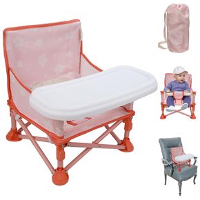 Marvels Tiny Marvels محمولة 3 في 1 مقعد معزز للأطفال ، مقعد أرضي مريح ، مقعد التغذية مع صينية ، معززة صغيرة قابلة للطي مع حقيبة حمل حزام أمان ، مثالية للسفر (مدقق الرمل) in Kuwait