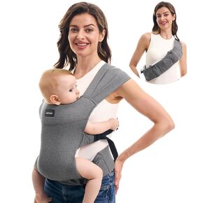 Momcozy Portable Baby Carrier – Compact & Lightweight, Adjustable for Travel, Fold & Go Convenient Storage Hip Pouch, Wide Shoulder Straps, Soft Skin-Friendly Fabric, for Babies 12–35 lbs (Grey) in Kuwait
