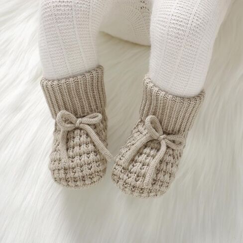 Neiwech Baby Booties Newborn First Walkers Knit Bootie Cozy Warm Soft Sock Shoes for Infant Boys Girls in Kuwait