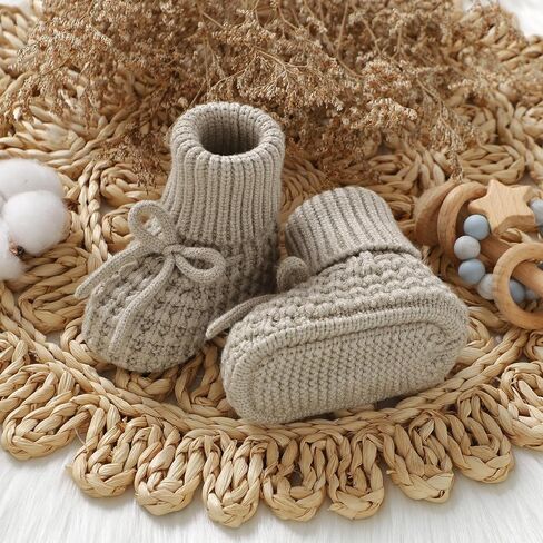 Neiwech Baby Booties Newborn First Walkers Knit Bootie Cozy Warm Soft Sock Shoes for Infant Boys Girls in Kuwait