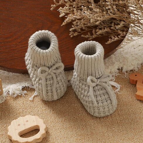 Neiwech Baby Booties Newborn First Walkers Knit Bootie Cozy Warm Soft Sock Shoes for Infant Boys Girls in Kuwait
