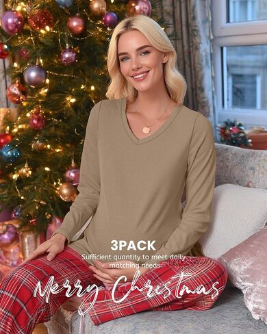 3 Pack Women's Maternity Shirts Fleece Lined Long Sleeve Split Side Tee V Neck Pregnancy Clothes Fall Thermal Top in Saudi Arabia