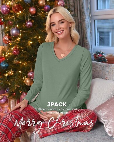 3 Pack Women's Maternity Shirts Fleece Lined Long Sleeve Split Side Tee V Neck Pregnancy Clothes Fall Thermal Top in Saudi Arabia