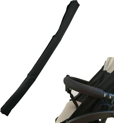 Universal Handlebar Cover, Replacement Baby Stroller Bumper Bar Protective Cover, Baby Stroller Armrest Cover,100% Cotton Hook and Loop Fastener,Black in Saudi Arabia