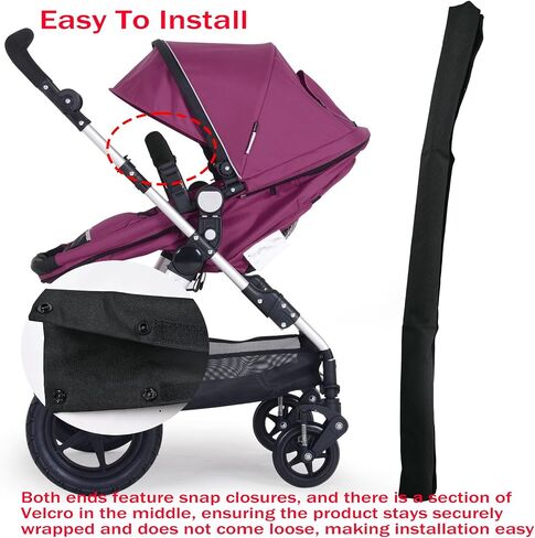 Universal Handlebar Cover, Replacement Baby Stroller Bumper Bar Protective Cover, Baby Stroller Armrest Cover,100% Cotton Hook and Loop Fastener,Black in Saudi Arabia