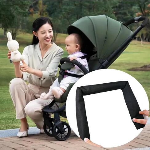 Universal Handlebar Cover, Replacement Baby Stroller Bumper Bar Protective Cover, Baby Stroller Armrest Cover,100% Cotton Hook and Loop Fastener,Black in Saudi Arabia
