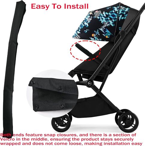 Baby Stroller Armrest Cover, Universal Handlebar Cover, Replacement Baby Stroller Bumper Bar Protective Cover,100% Cotton Hook and Loop Fastener,Black in Saudi Arabia