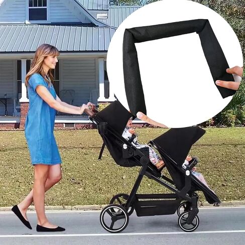 Baby Stroller Armrest Cover, Universal Handlebar Cover, Replacement Baby Stroller Bumper Bar Protective Cover,100% Cotton Hook and Loop Fastener,Black in Saudi Arabia