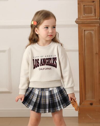 Kucnuzki Baby Girl Clothes Toddler Girl Fall Outfits Kids Winter Cute Long Sleeve T Shirt Top Plaid Mini Skirt Dress Set in Kuwait