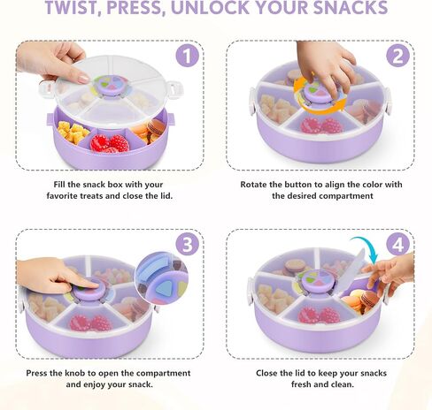 Kids Original Snack Bundle - حاوية للوجبات الخفيفة القابلة لإعادة الاستخدام مع 5 موزع المقصورة والغطاء | BPA و PVC Free | غسالة الصحون آمنة | لا تسرب ، تسرب ، للأطفال الصغار ، المدرسة (Pink-2pack) in Saudi Arabia