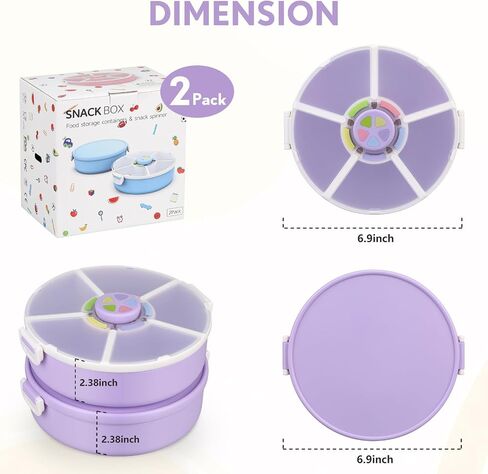Kids Original Snack Bundle - حاوية للوجبات الخفيفة القابلة لإعادة الاستخدام مع 5 موزع المقصورة والغطاء | BPA و PVC Free | غسالة الصحون آمنة | لا تسرب ، تسرب ، للأطفال الصغار ، المدرسة (Pink-2pack) in Saudi Arabia