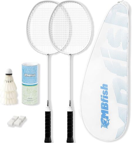 مجموعة مضارب كرة الريشة مع مضاربين من ألياف الكربون، و3 كرات الريشة، وشريطين لمقبض المضرب، وحقيبة كرة الريشة - مثالية للمبتدئين والألعاب الخارجية in Kuwait