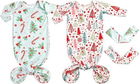 فتيات الأطفال حديثي الولادة فتيات معقودات يرتدي ثوبًا ناعمًا ناعمًا مع مجموعة رئيس على رأسه -2 قطع (عيد الميلاد الأزرق والأحمر ، 0-3 أشهر) in Kuwait