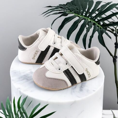 Newbron Baby Boys Girls Retro Sneakers Pu Leather Rubber Sole Walking Shoes Toddler Non-Slip First Walkers اطفان رضيع أحذية سرير in Kuwait