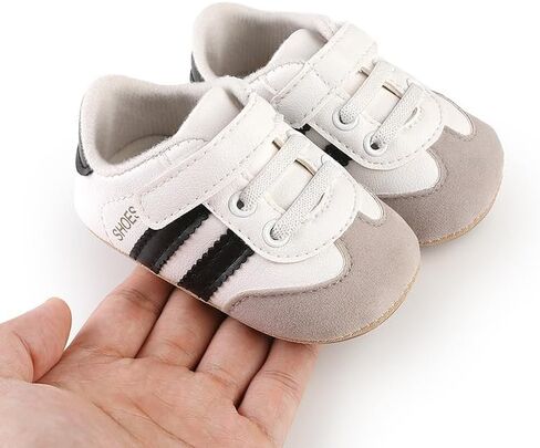 Newbron Baby Boys Girls Retro Sneakers Pu Leather Rubber Sole Walking Shoes Toddler Non-Slip First Walkers اطفان رضيع أحذية سرير in Kuwait