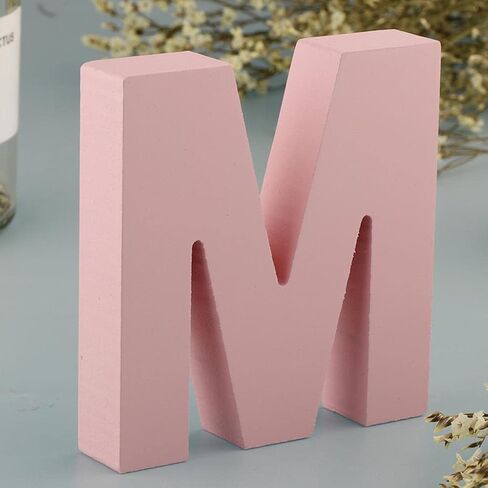 Generic Wooden Pink 26 Alphabet and Letters Marquee Letters Wall Door Hanging Sign A-Z for Kids Children Room Nursery Room Decorations, M in Saudi Arabia