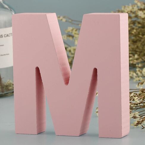 Generic Wooden Pink 26 Alphabet and Letters Marquee Letters Wall Door Hanging Sign A-Z for Kids Children Room Nursery Room Decorations, M in Saudi Arabia