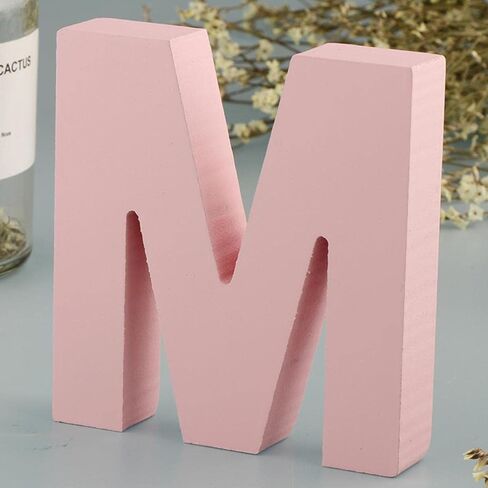 Generic Wooden Pink 26 Alphabet and Letters Marquee Letters Wall Door Hanging Sign A-Z for Kids Children Room Nursery Room Decorations, M in Saudi Arabia