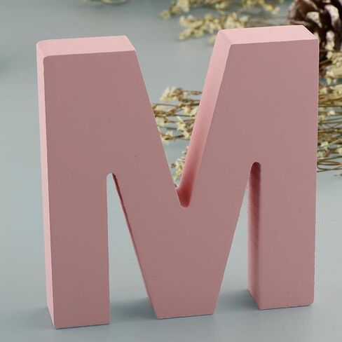 Generic Wooden Pink 26 Alphabet and Letters Marquee Letters Wall Door Hanging Sign A-Z for Kids Children Room Nursery Room Decorations, M in Saudi Arabia