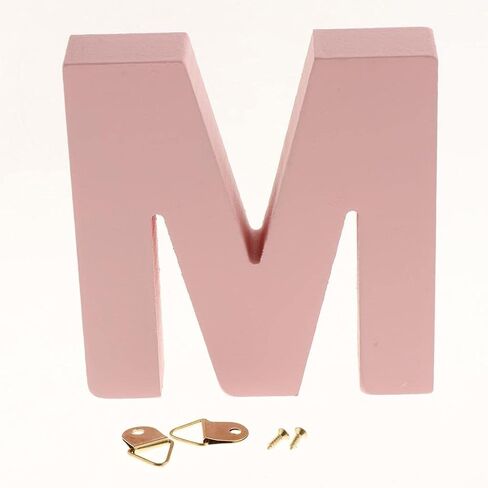 Generic Wooden Pink 26 Alphabet and Letters Marquee Letters Wall Door Hanging Sign A-Z for Kids Children Room Nursery Room Decorations, M in Saudi Arabia