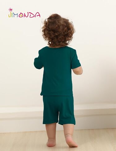 Jimonda Baby Boys Girls Pajama Sets Kid Soft Sleepwear Rayon From Bamboo Sleepwear Short Sleeve 4-Piece Cool Jammies 18M-12Y in Kuwait