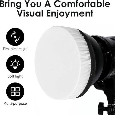 2Pcs Light Diffuser, 7"/18cm Round Light Softbox Cover – White Nylon & Oxford Fabric for Studio Strobe, Photography, Soft Even Lighting in Saudi Arabia