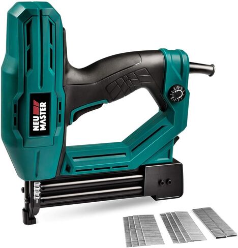 Electric Brad Nailer ، Neu Master NTC0040 مسدس الأظافر الكهربائي/البندقية الأساسية للمفروشات ، ومشاريع النجارة والأعمال الخشبية ، و 3/4 '' Staples الضيقة 200pcs والأظافر 800pcs المشمولة (المتجددة) in Kuwait