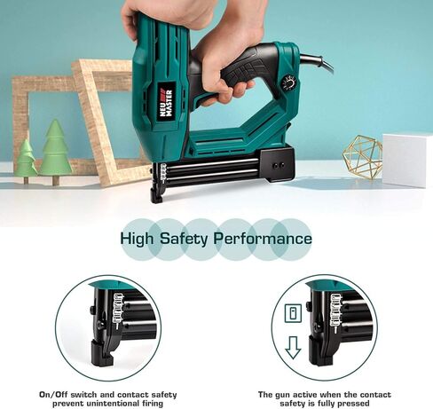 Electric Brad Nailer ، Neu Master NTC0040 مسدس الأظافر الكهربائي/البندقية الأساسية للمفروشات ، ومشاريع النجارة والأعمال الخشبية ، و 3/4 '' Staples الضيقة 200pcs والأظافر 800pcs المشمولة (المتجددة) in Kuwait
