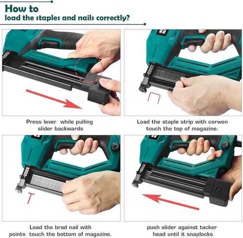 Electric Brad Nailer ، Neu Master NTC0040 مسدس الأظافر الكهربائي/البندقية الأساسية للمفروشات ، ومشاريع النجارة والأعمال الخشبية ، و 3/4 '' Staples الضيقة 200pcs والأظافر 800pcs المشمولة (المتجددة) in Kuwait