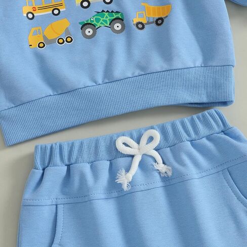 Fernvia Baby Boy Fall Winter Clothes Toddler Kids Solid Outfits Vehicle Long Sleeve Sweatshirt Tops + Joggers Pants Set in Saudi Arabia