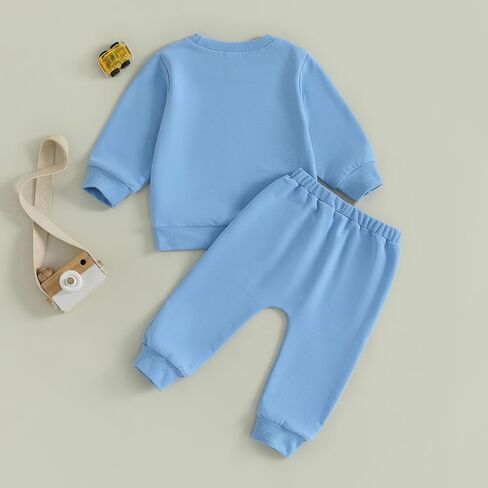 Fernvia Baby Boy Fall Winter Clothes Toddler Kids Solid Outfits Vehicle Long Sleeve Sweatshirt Tops + Joggers Pants Set in Saudi Arabia