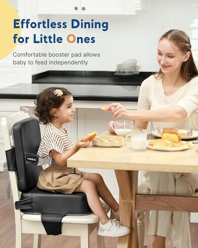HOMEAL Booster Seat for Kitchen Chair - Toddler Booster Seat for Dining Table - Dining Seat with Adjustable Straps - Non-Slip Base & Breathable Fabric - Dark Gray in Kuwait