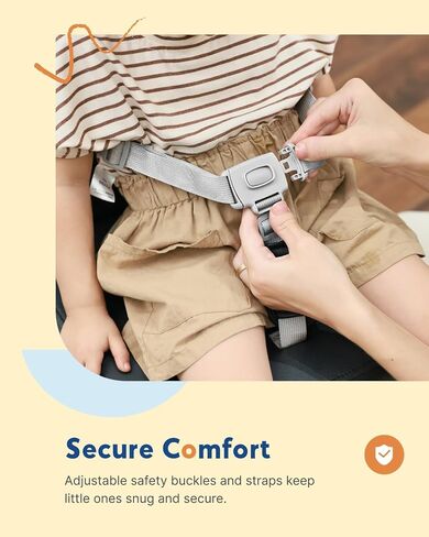 HOMEAL Booster Seat for Kitchen Chair - Toddler Booster Seat for Dining Table - Dining Seat with Adjustable Straps - Non-Slip Base & Breathable Fabric - Dark Gray in Kuwait