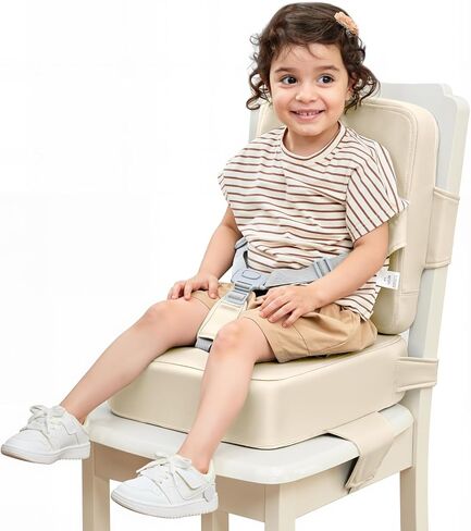 HOMEAL Booster Seat for Kitchen Chair - Toddler Booster Seat for Dining Table - Dining Seat with Adjustable Straps - Non-Slip Base & Breathable Fabric - Dark Gray in Kuwait