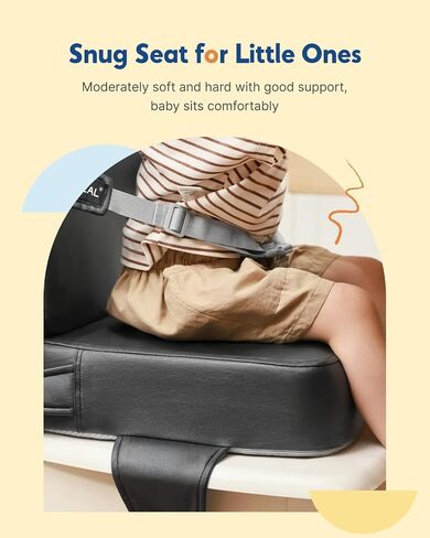 HOMEAL Booster Seat for Kitchen Chair - Toddler Booster Seat for Dining Table - Dining Seat with Adjustable Straps - Non-Slip Base & Breathable Fabric - Dark Gray in Kuwait