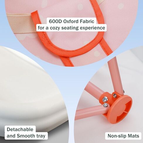 Marvels Tiny Marvels محمولة 3 في 1 مقعد معزز للأطفال ، مقعد أرضي مريح ، مقعد التغذية مع صينية ، معززة صغيرة قابلة للطي مع حقيبة حمل حزام أمان ، مثالية للسفر (مدقق الرمل) in Kuwait