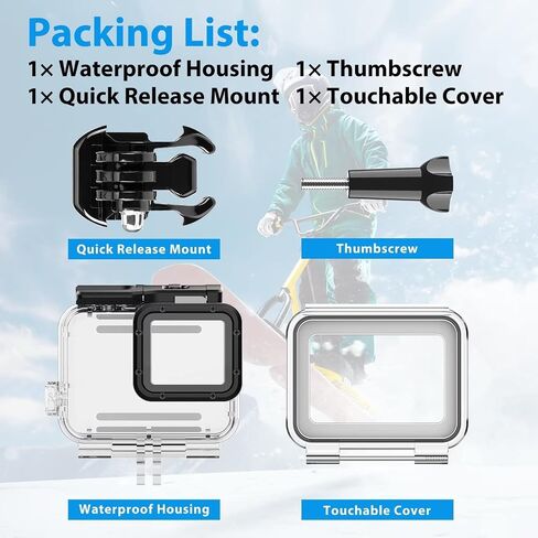HONGDAK Waterproof Housing Case for GoPro Hero11 Black Mini,169ft/60M Diving Protective Housing Shell for Hero 11 Mini Underwater Dive Case with Mount Thumbscrew & 12PCS Anti-Fog Insert (Black) in Saudi Arabia