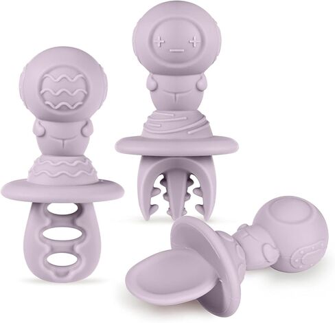 Haakaa Astronaut Beginner Silicone Cutlery Set – Toddler Spoons Self Feeding 6+Months, Baby Led Weaning Supplies, Easy Grip Toddler Utensils, Baby Feeding Essentials in Kuwait