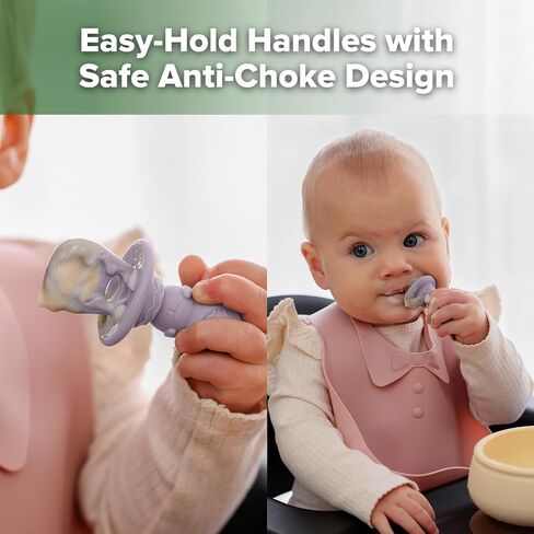 Haakaa Astronaut Beginner Silicone Cutlery Set – Toddler Spoons Self Feeding 6+Months, Baby Led Weaning Supplies, Easy Grip Toddler Utensils, Baby Feeding Essentials in Kuwait