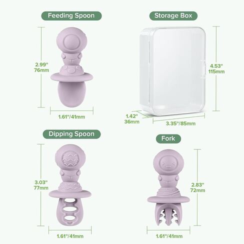 Haakaa Astronaut Beginner Silicone Cutlery Set – Toddler Spoons Self Feeding 6+Months, Baby Led Weaning Supplies, Easy Grip Toddler Utensils, Baby Feeding Essentials in Kuwait