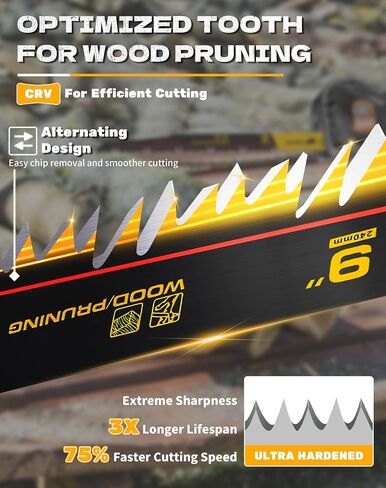 Wood Pruning Reciprocating Saw Blades, 9 Inch Pruning Blades for Reciprocating Saw, High Carbon Steel Reciprocal Saw Blades for Tree Trimming, Wood Cutting with Organizer Case, (5 Pack/5TPI) in Kuwait