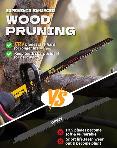 Wood Pruning Reciprocating Saw Blades, 9 Inch Pruning Blades for Reciprocating Saw, High Carbon Steel Reciprocal Saw Blades for Tree Trimming, Wood Cutting with Organizer Case, (5 Pack/5TPI) in Kuwait