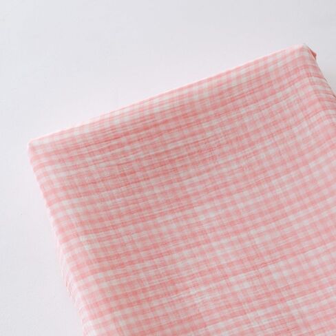 Gingham Diaper Changing Pad Cover, 16 x 32 inches, Soft Muslin Cotton, Elastic Band, Check Pattern (Pink Gingham) in Kuwait