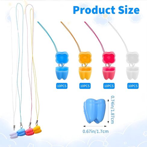 Tooth Saver Necklaces 40 Pcs Milk Tooths Storage Box Lost Teeth Necklace Tooths Fairy Bag Organizer Case Tooth Holder for Kids Teeth Party Supply Ornaments Accessories Keepsake Treasure in Saudi Arabia