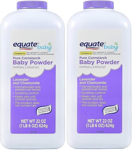 Equate Pure Cornstarch Baby Powder with Lavender and Chamomile-Talc-Free(Pack 2, 22 Oz.) in Saudi Arabia