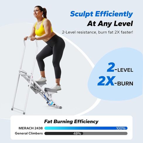 MERACH Stair Stepper for Home Gym Exercise, New Version Vertical Climber Machine for Full-Body Workout, Compact Folding Cardio Exercise Climber with Extended Step Range, Adjustable Handlebar & Pedals in Kuwait