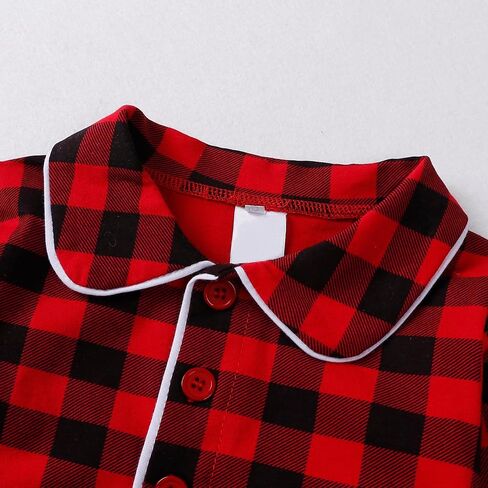 2PCS Kids Boys Girls Cotton Pajamas مجموعة ، Toddler Solid Snug Fit Fit Sleepwear Tops Long Sleeve + Pants مرنة in Kuwait