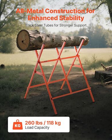 VEVOR Saw Horses, 2 Pack Folding Work Horses, 260 lbs Load Capacity Sawhorse with Heavy Duty Legs, Adjustable Height Saw Horse with Non-Slip Foot Pads, for Woodworking, Carpenters & Contractors in Saudi Arabia
